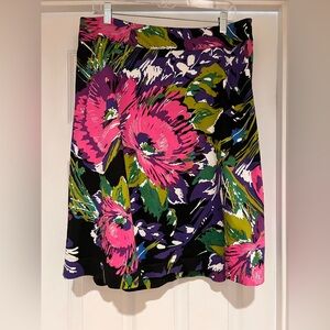 Lane Bryant Floral A-Line Skirt - Pink, Green, Purple, and Black